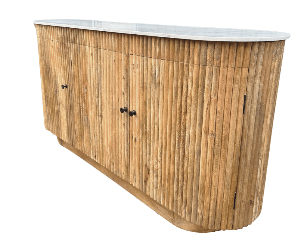 Dressoir kast Ubud Marmer met deuren Bali stijl | 175x45x90cm