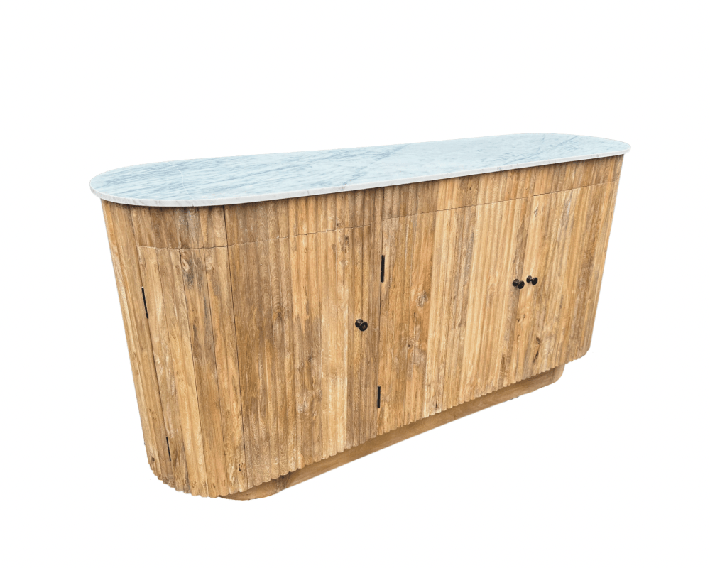 Dressoir kast Ubud Marmer met deuren Bali stijl | 175x45x90cm