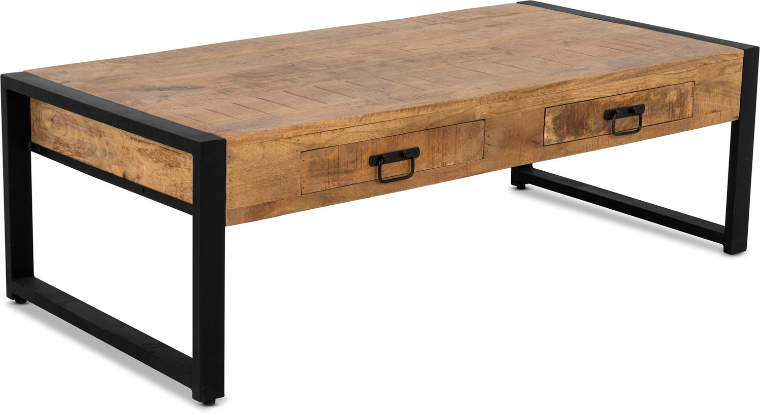 Salontafel met lades Industrieel Design | Mangohout en Staal | 120x60x45cm - Industrieelinhuis.nl