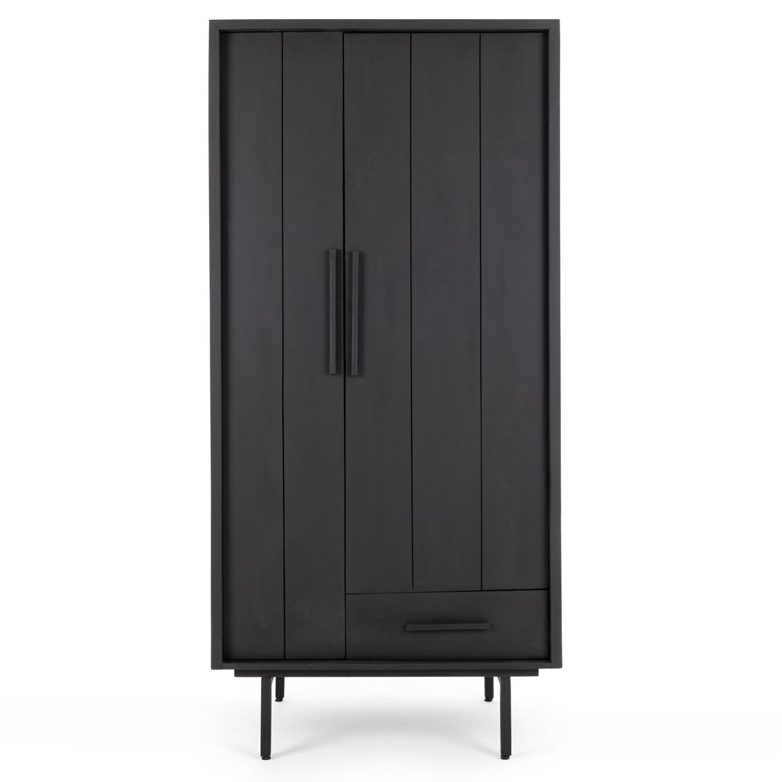 Jayden Black Garderobe Kast | Mangohout Staal | 85x60x180cm - Industrieelinhuis.nl