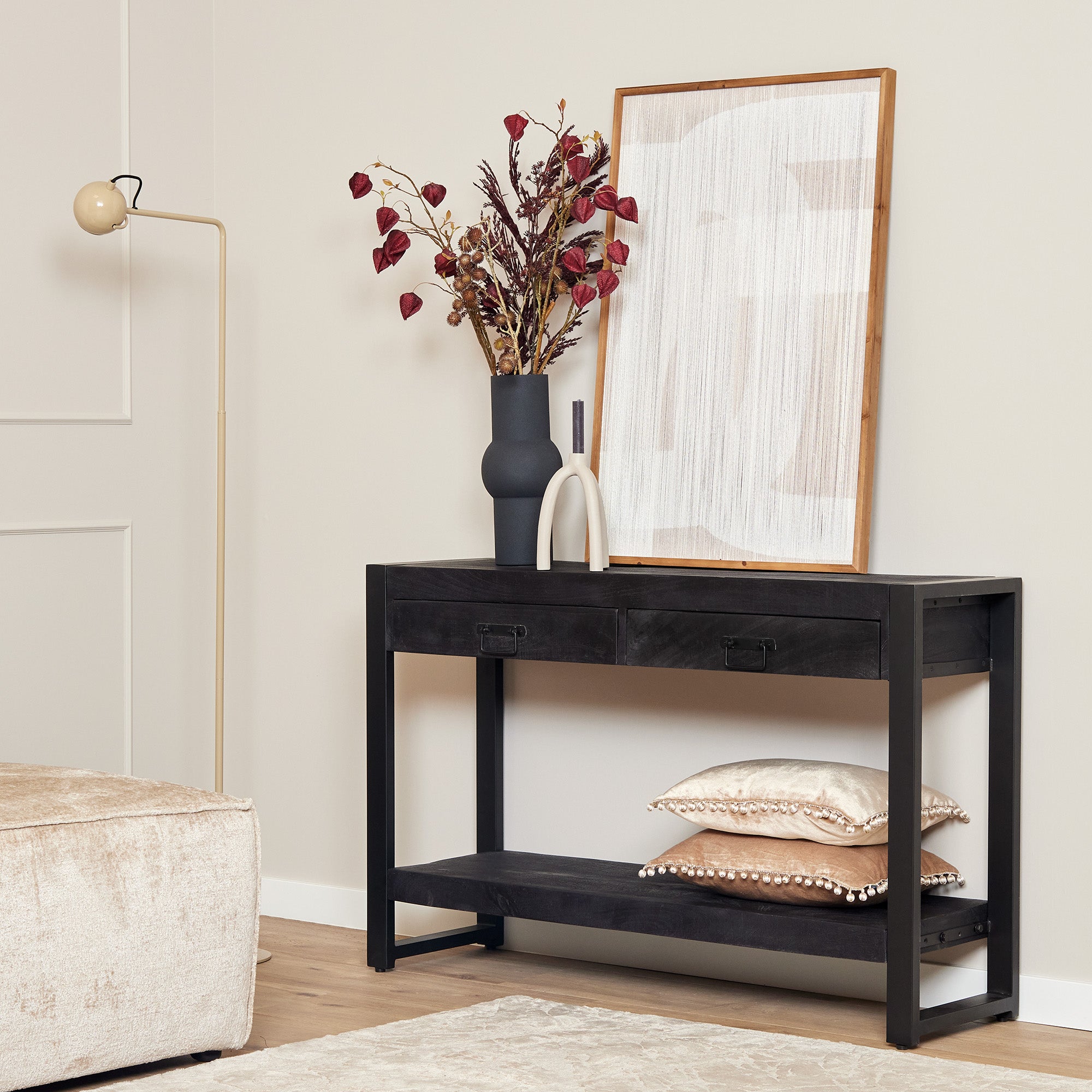 Sidetable zwart Sorrento Black | 120 cm