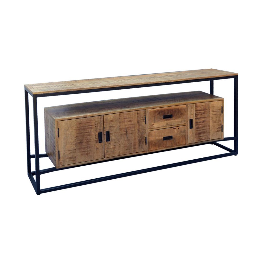 Sidetable / Dressoir Industrieel Design | Mangohout en Staal | 180x40x80 - Industrieelinhuis.nl