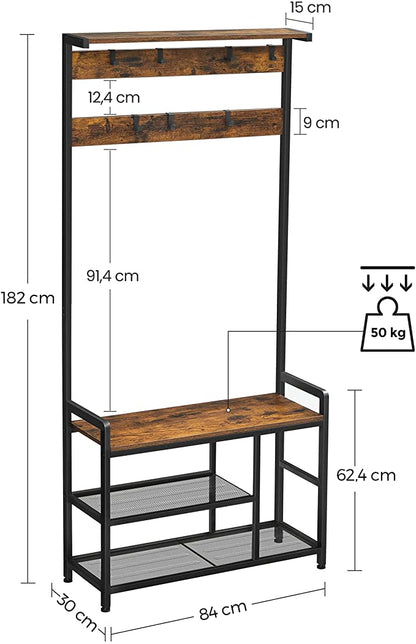 Garderoberek Industrieel Design | Houtlook en Staal | - Industrieelinhuis.nl