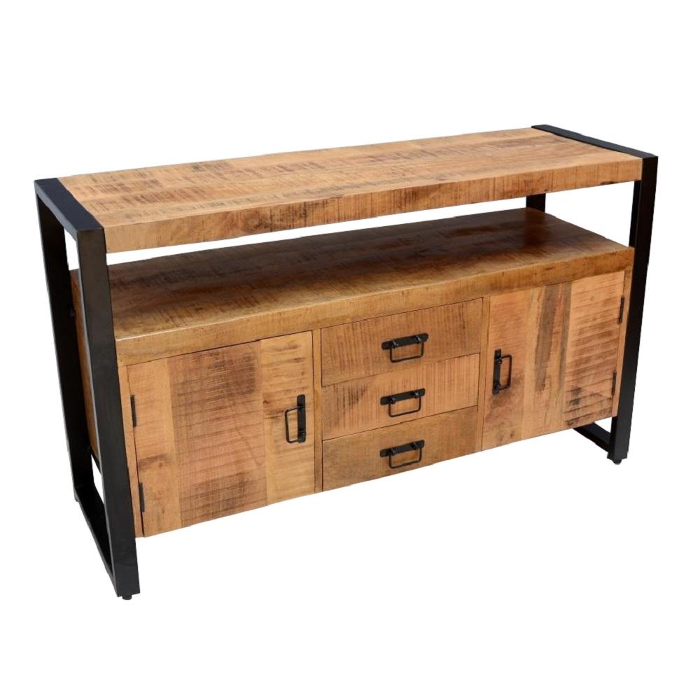 Sidetable / Dressoir Kast Industrieel Design | Mangohout en Staal | 135x45x80cm - Industrieelinhuis.nl