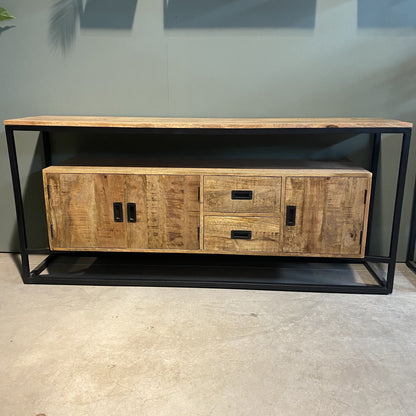 Sidetable / Dressoir Industrieel Design | Mangohout en Staal | 180x40x80 - Industrieelinhuis.nl