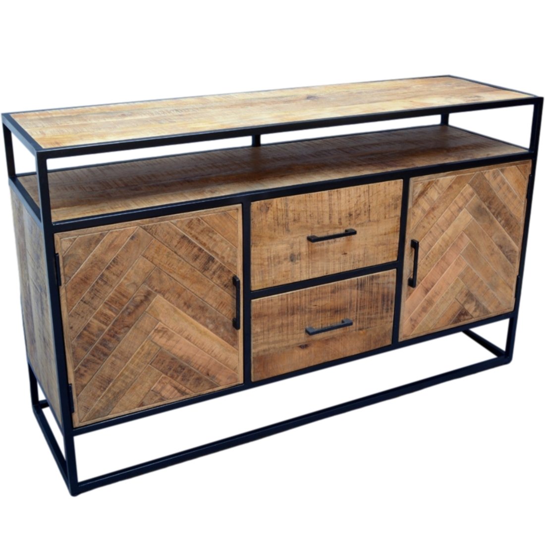 Sidetable Dressoir Kast Jax Industrieel Design | Mangohout en Staal | 150x45x90cm - Industrieelinhuis.nl