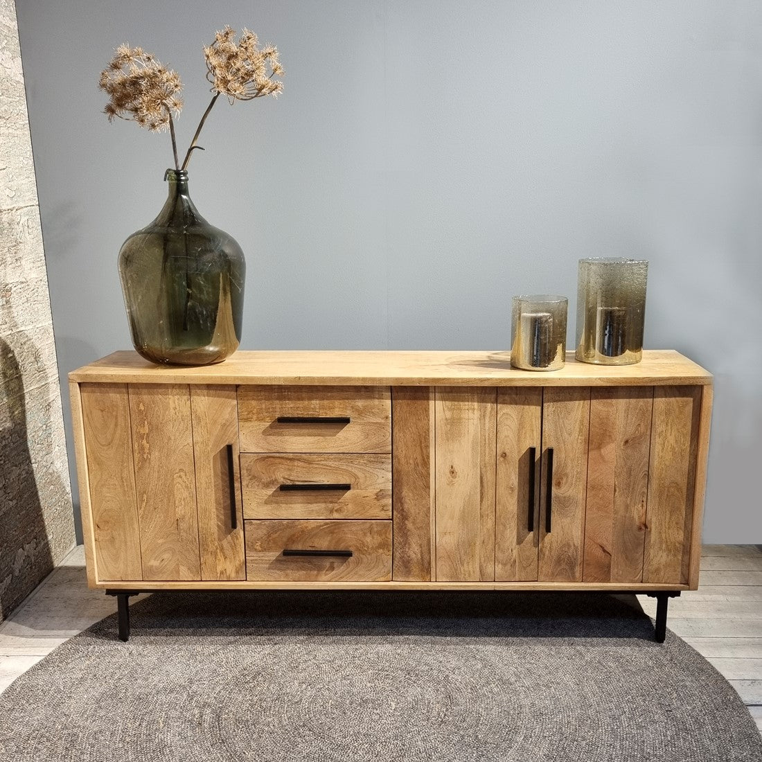 Dressoir kast mango hout | Industrieel Design | 180x40x80cm - Industrieelinhuis.nl