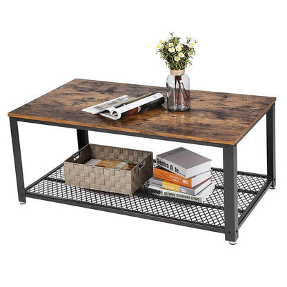 Salontafel Industrieel Design | Houtlook en Staal | 106,2x60,2x45cm - Industrieelinhuis.nl