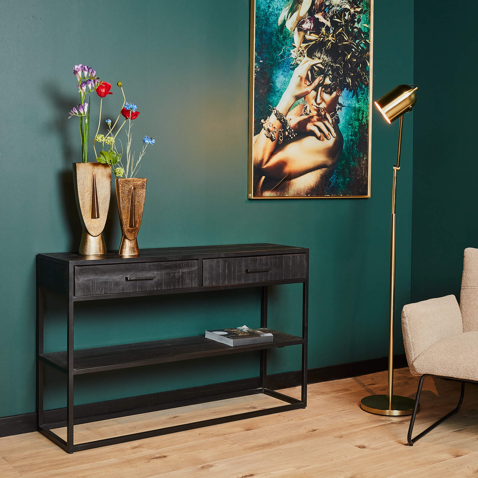 Sidetable Zwart Denver Black | 2 lades